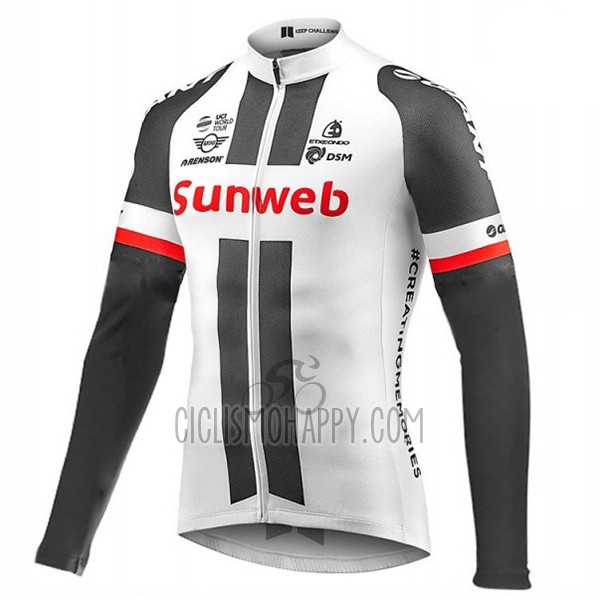 Sunweb Cycling Jersey Bib Tight 2017 Long Sleeve White